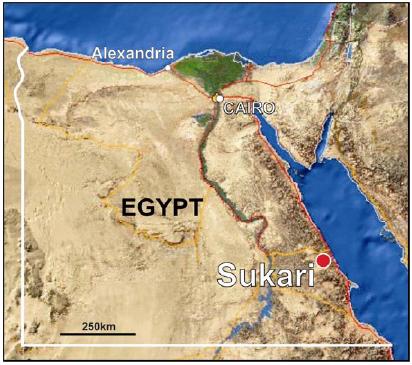 Map of Egypt showing Sukari mine